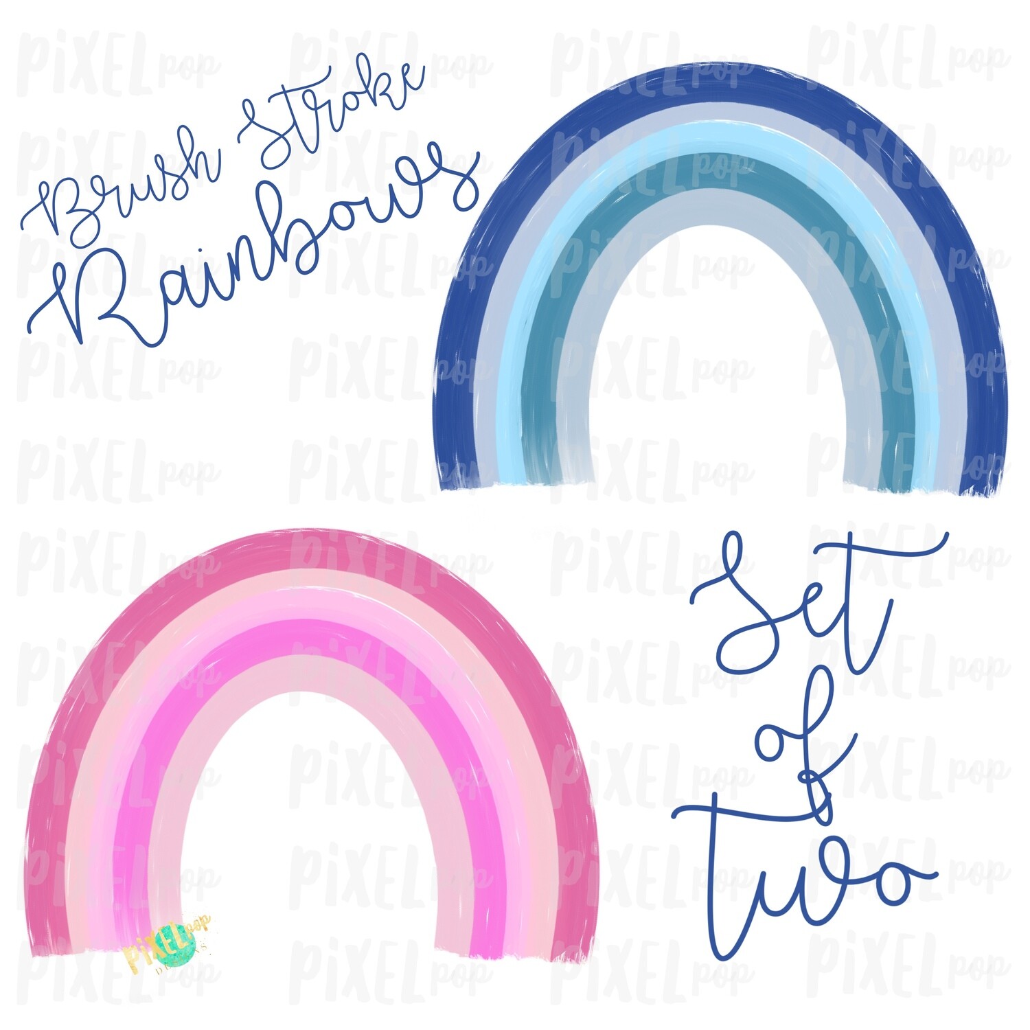 Brush Stroke Rainbows Set of Two Pink Blue Sublimation PNG | Hand Drawn | Sublimation | Miscarriage Infant Pregnancy Loss | Digital Download