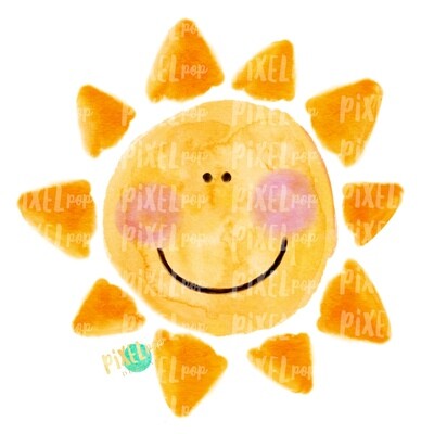 Sun Sunshine Painted Watercolor Sublimation Design PNG | Hand Drawn PNG | Sublimation PNG | Digital Download | Printable Art | Sun Art