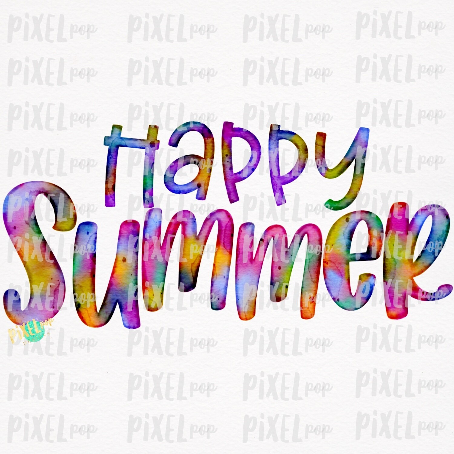 Happy Summer Watercolor Sublimation Design PNG | Hand Drawn PNG | Sublimation PNG | Digital Download | Printable Art | Summer Seasons Art