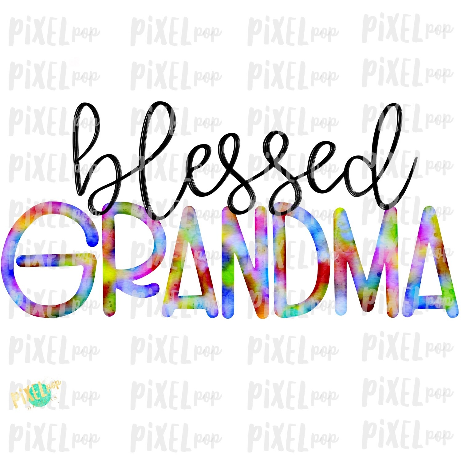 Blessed Grandma Watercolor Mother&#39;s Day Sublimation Design PNG | Hand Drawn PNG | Sublimation PNG | Digital Download | Printable Art | Art