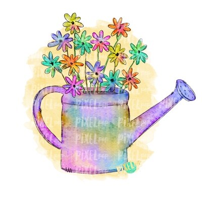 Gardening Watering Can Watercolor Sublimation PNG | Spring PNG | Design | Heat Transfer PNG | Digital Download | Printable Art