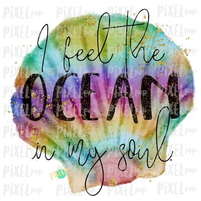 I Feel the Ocean in My Soul Shell Sublimation Art | School PNG| Hand Drawn PNG | Sublimation PNG | Digital Download | Printable Artwork | Art