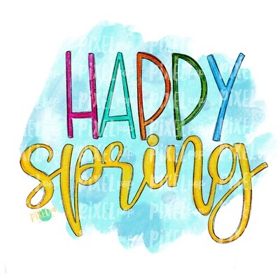 Happy Spring Watercolor PNG | Sublimation Design | Digital Painting | Watercolor Design | Spring Art | Flower Wreath | Watercolor Art
