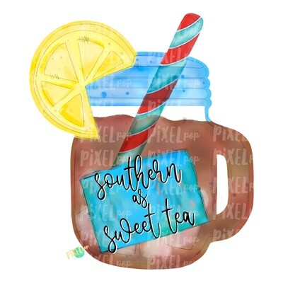 Southern as Sweet Tea Watercolor PNG | Sublimation | Print and Press | Mason Jar Tea Design | Printable | Digital Download | Sweet Tea Clip Art | Hand Painted Digital Art