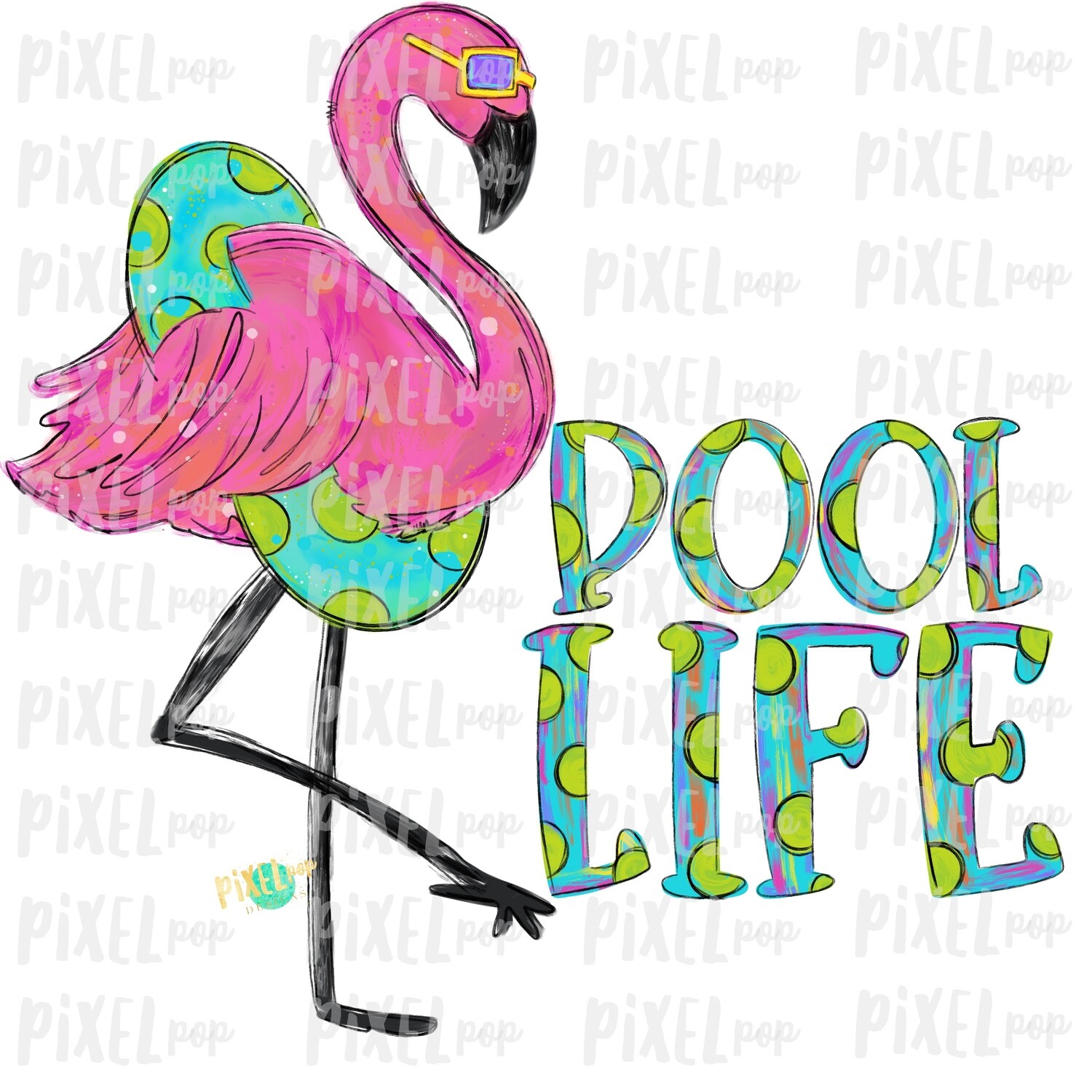 Flamingo Float Pool Life PNG | Pink Flamingo Sublimation | Hand Painted Bird | Watercolor Bird Digital Download | Printable Art | Clip Art