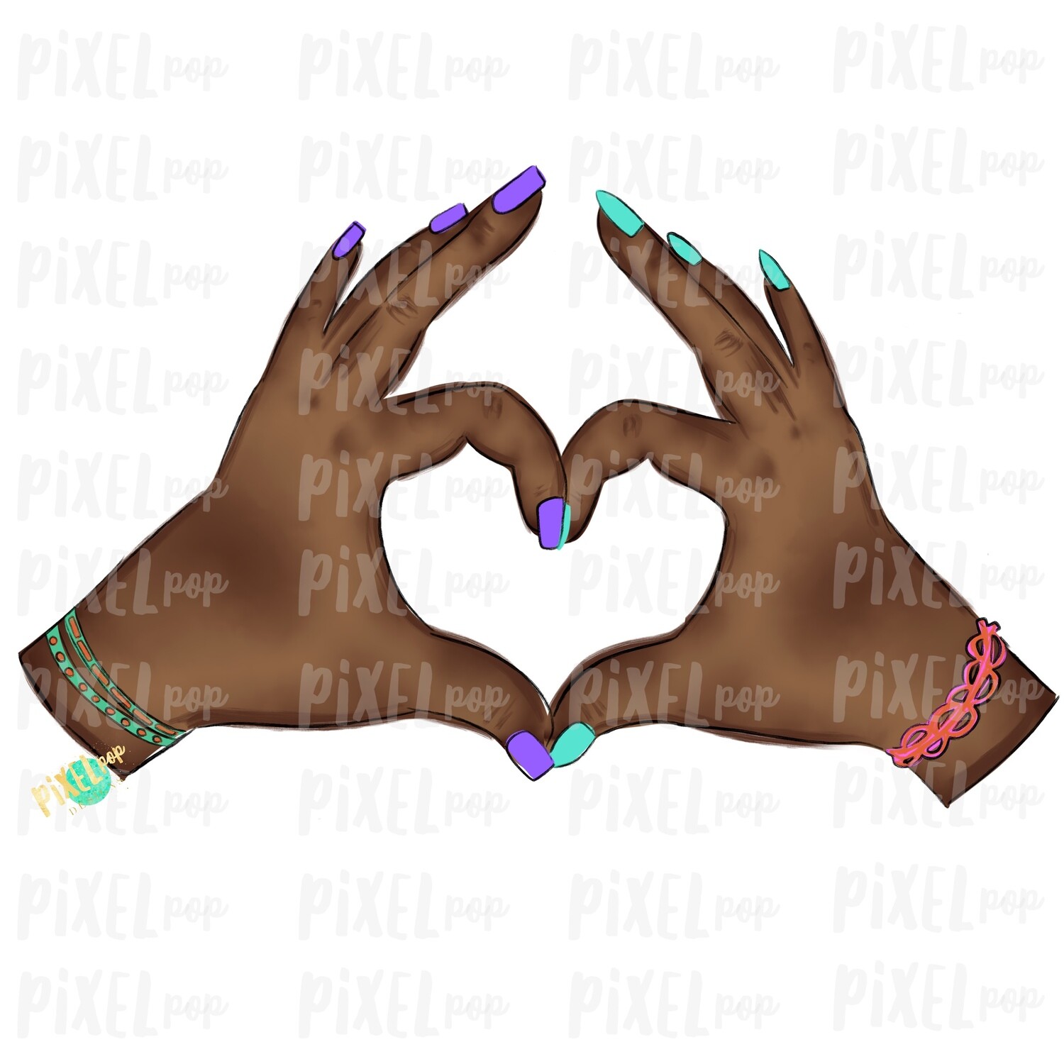 Hand Hearts PNG | African American BFF | Love | Sign Language | Equality | Sublimation PNG | Digital Download | Printable Art | Clip Art