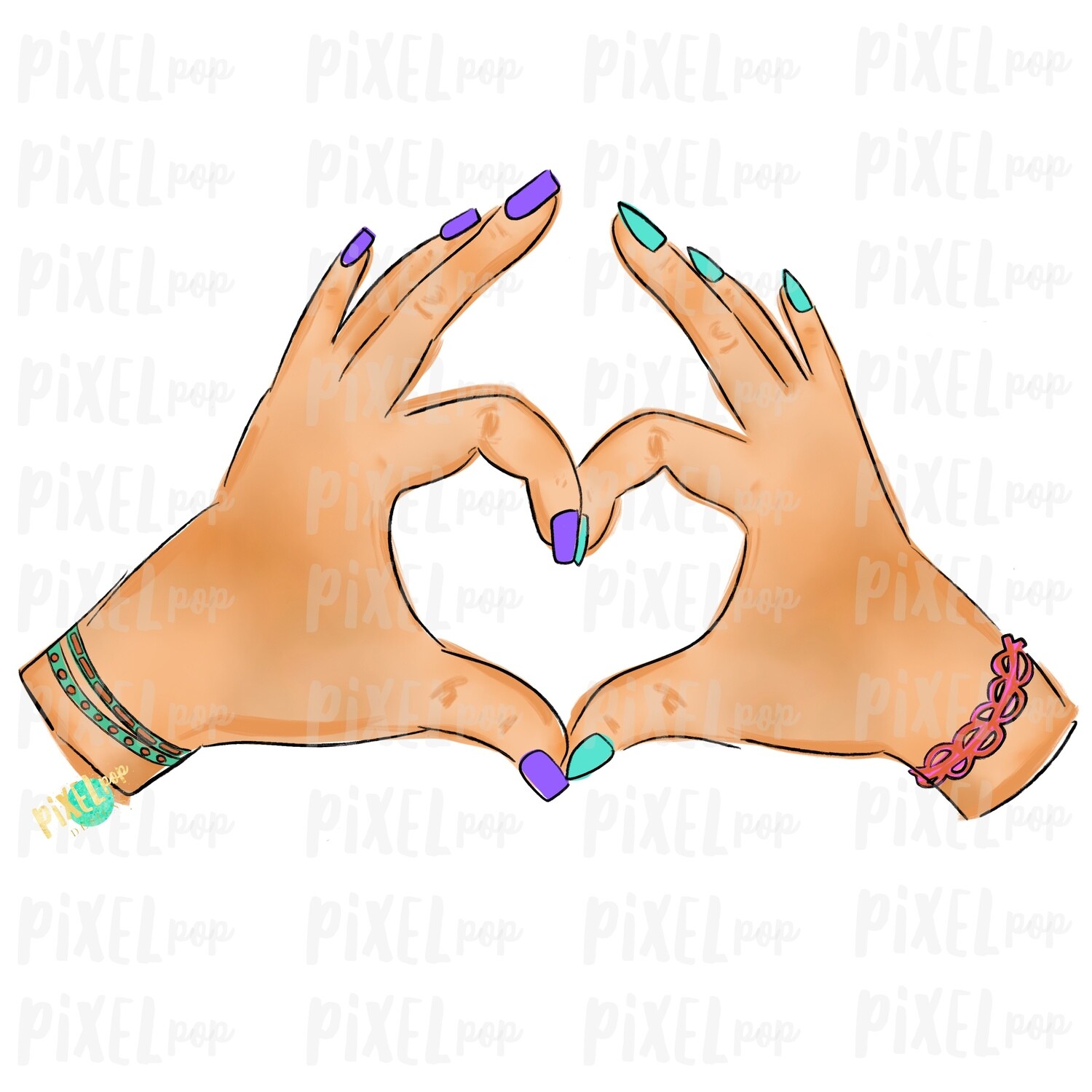 Hand Hearts PNG | Caucasian BFF | Love | Sign Language | Equality | Sublimation PNG | Digital Download | Printable Art | Clip Art