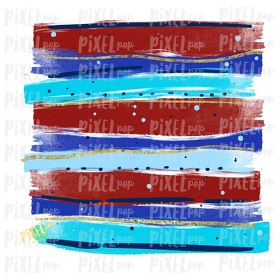 Red, White, Blue, Gold Horizontal Brush Stroke Background PNG | 4th of July | Watercolor Background Design | Digital Art | Hand Painted Art