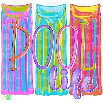 Pool Floats Trio Pool Life PNG | Sublimation Art Design | Hand Painted | Pool PNG | Summer Design | Summer Pool Clip Art | Pool Float Design