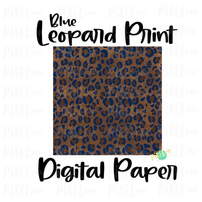 Leopard Print with Blue Digital Paper Sublimation PNG | Hand Painted Art | Sublimation PNG | Digital Download | Digital Scrapbooking Paper