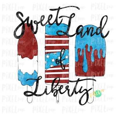 Popsicles Sweet Land of Liberty Watercolor Sublimation Design PNG | Popsicle | Sublimation PNG | Digital Download | Printable Art | Clip Art