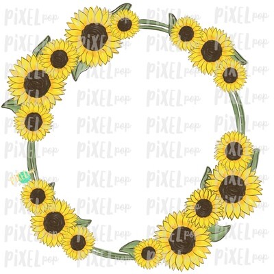 Sunflowers Frame PNG | Sunflowers | Sunflowers Design | Sublimation | Digital Painting | Spring Flowers | Wreath | Floral Clip Art