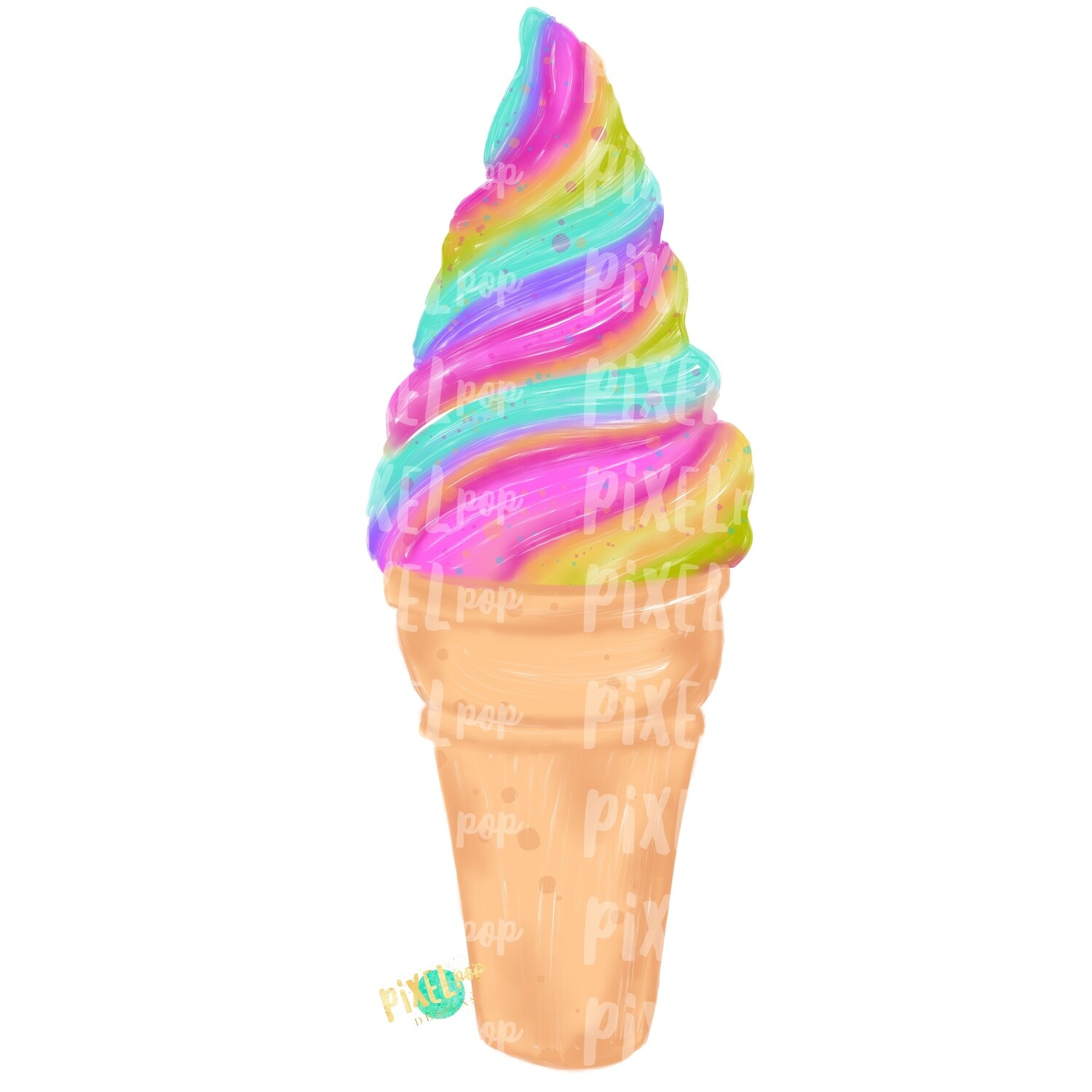 Rainbow Ice Cream Cone PNG | Ice Cream | Sublimation Design | Hand Painted  Digital Art | Digital Download | Printable | Clip Art