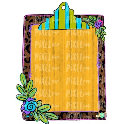 Leopard Print Clip Board PNG Design | School Design | Sublimation | Digital Art | Hand Painted | Digital Download | Printable Artwork | Art