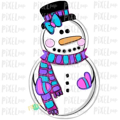 Snowman Pink PNG | Sublimation Design | Snowman Clip Art Design | Printable | Digital Download | Hand Painted Digital Art