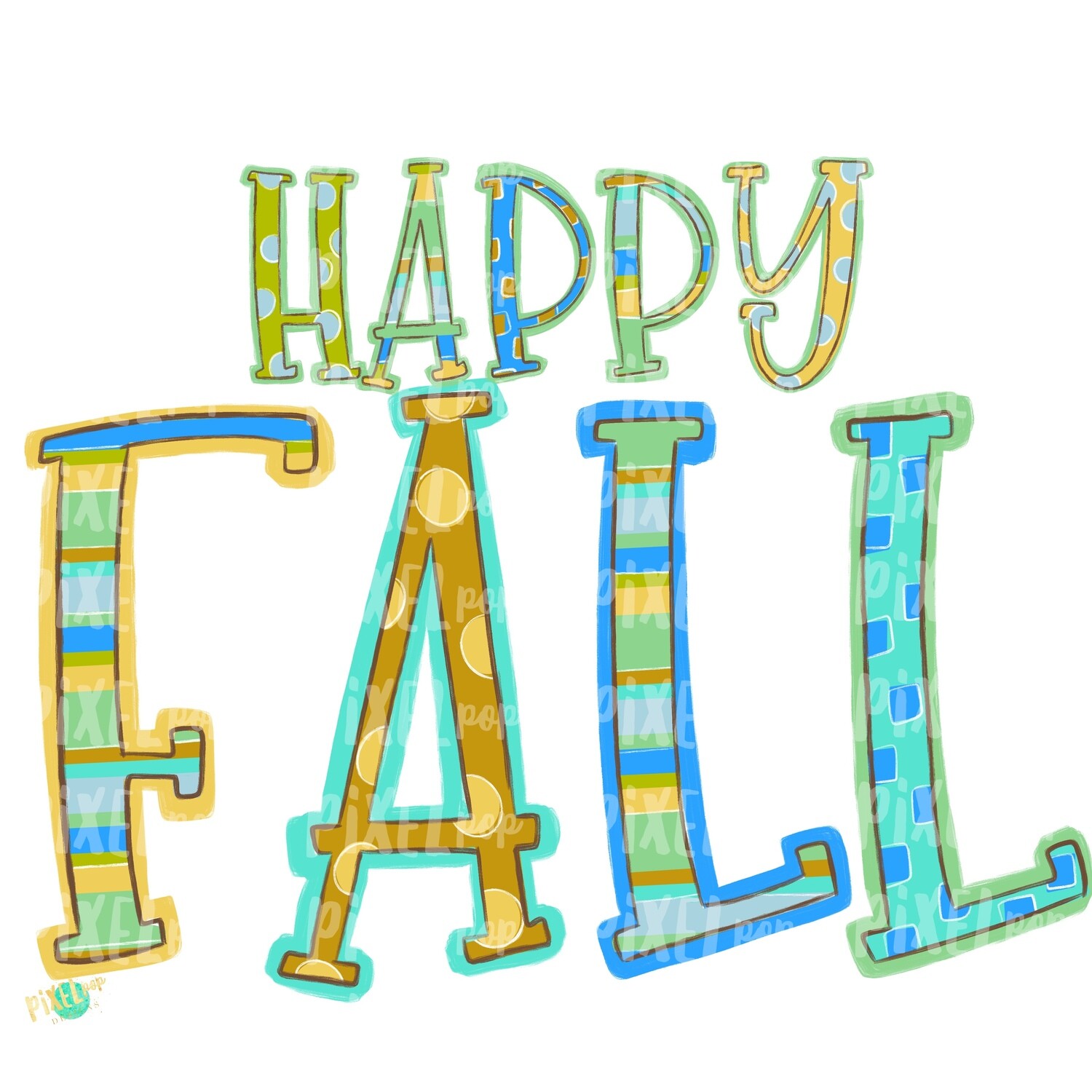 Happy Fall Aqua PNG | Fall Digital | Sublimation Design | Hand Painted Design | Fall Art | Fall Design | Fall Art | Happy Fall | Printable