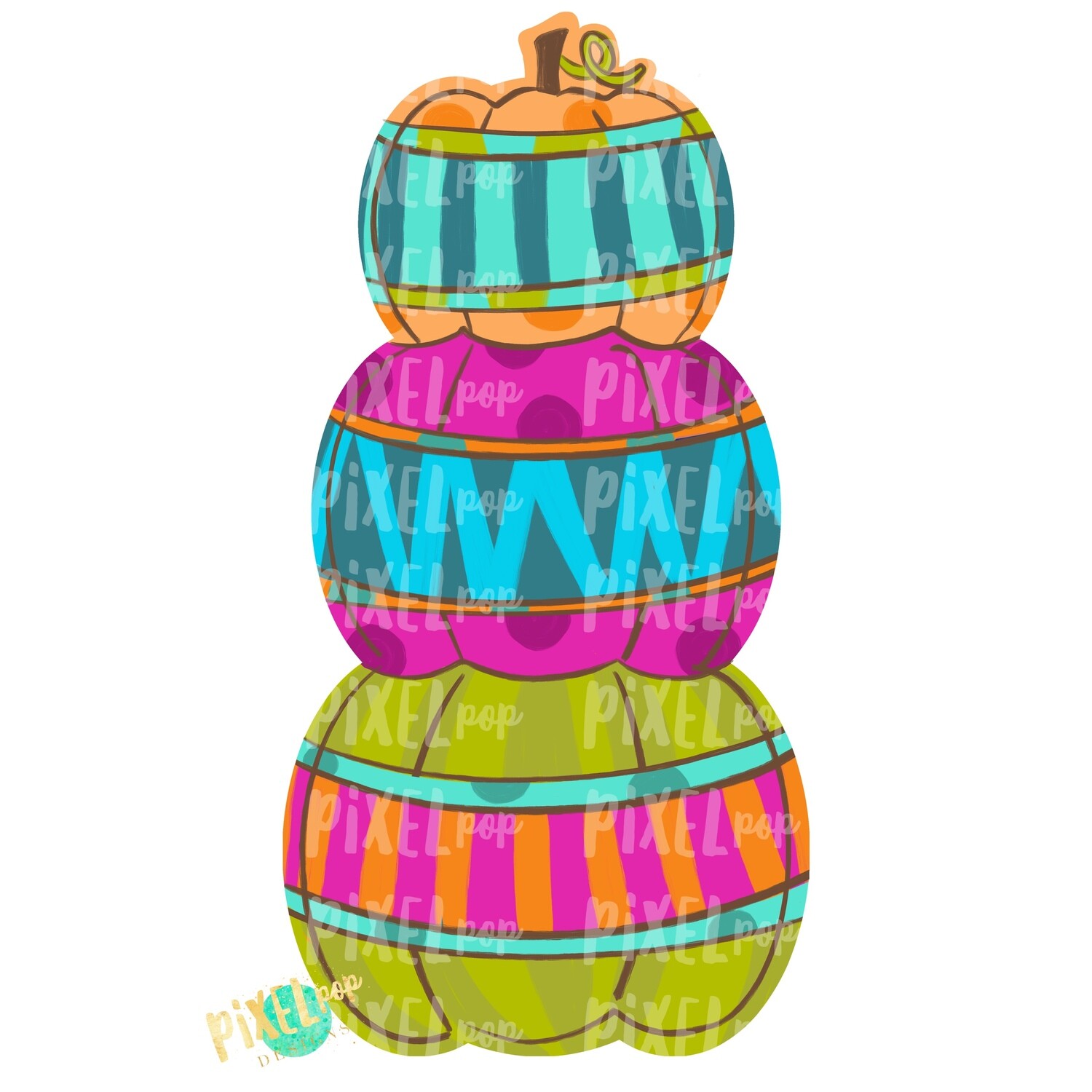 Stacked Pumpkin Trio Pinks Fall Design | Sublimation Design | Hand Painted Digital Art | Digital Download | Printable Artwork | Pumpkin