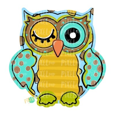 Blue and Mint Owl PNG | Owl Sublimation | Owl Design | Hand Painted Digital Art | Owl | Printable Art | Digital Download | Printable | Art