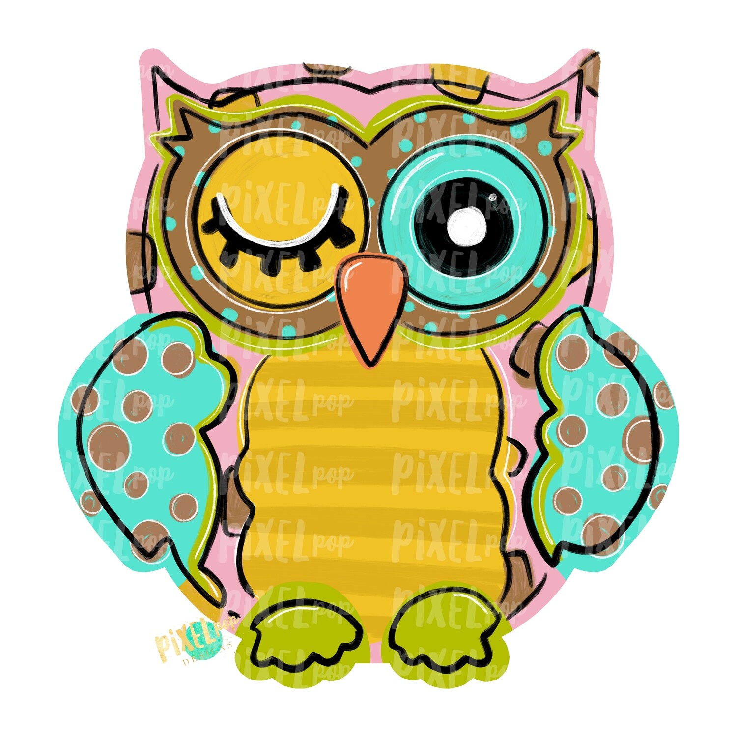 Pink and Mint Owl PNG | Owl Sublimation | Owl Design | Hand Painted Digital Art | Owl | Printable Art | Digital Download | Printable | Art