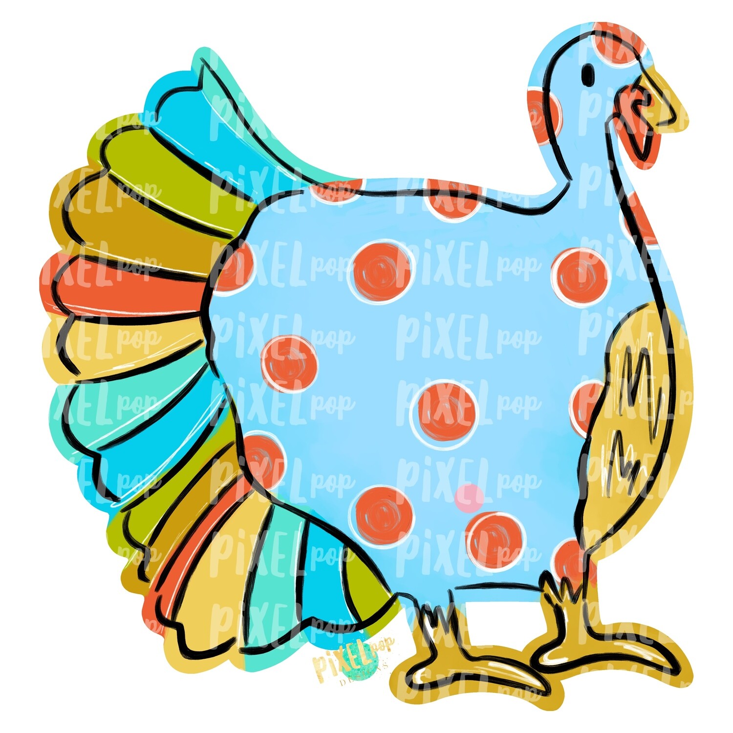 Blue Turkey PNG | Turkey Sublimation | Hand Painted Digital Art | Sublimation Art | Thanksgiving | Digital Download | Printable Artwork