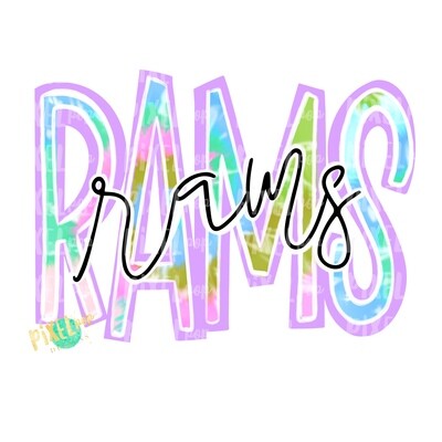 Rams Tie Dye Mascot PNG | Rams Sublimation Design | Team Spirit Design | Rams Clip Art | Digital Download | Printable Artwork