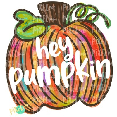 Hey Pumpkin Orange Colorful Pumpkin PNG | Hand Painted Art | Fall Design | Fall Art | Sublimation PNG | Digital Art | Printable Artwork
