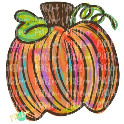 Orange Colorful Pumpkin PNG | Hand Painted Art | Fall Design | Fall Art | Sublimation PNG | Digital Art | Printable Artwork