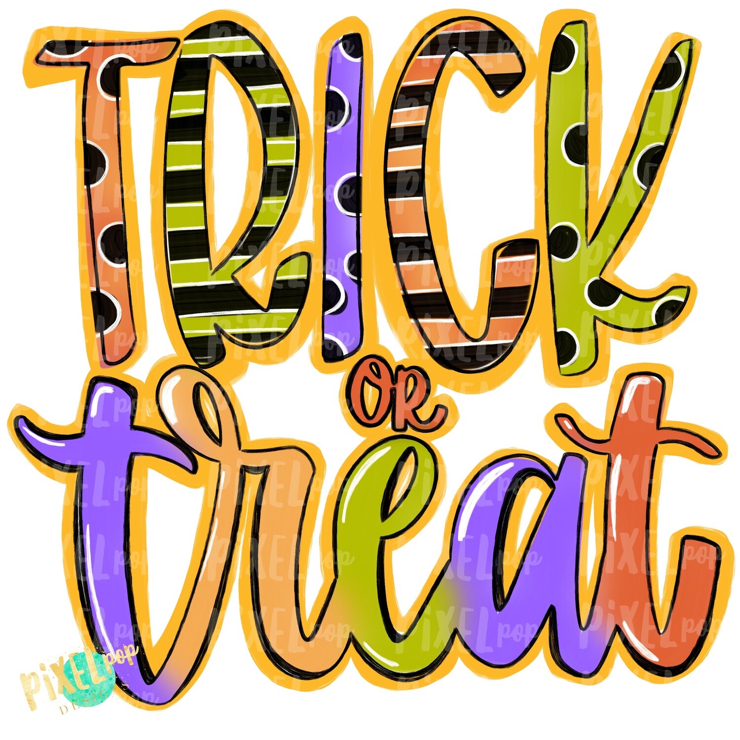 Trick or Treat Ombre PNG | Halloween Design | Hand Painted Design | Sublimation PNG | Digital Download | Printable Artwork | Halloween Art