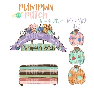Pumpkin Patch PNG Set with Pumpkin Stand and Pumpkins | Pumpkin Patch Set | Sublimation PNG | Fall | Digital Download | Printable Artwork