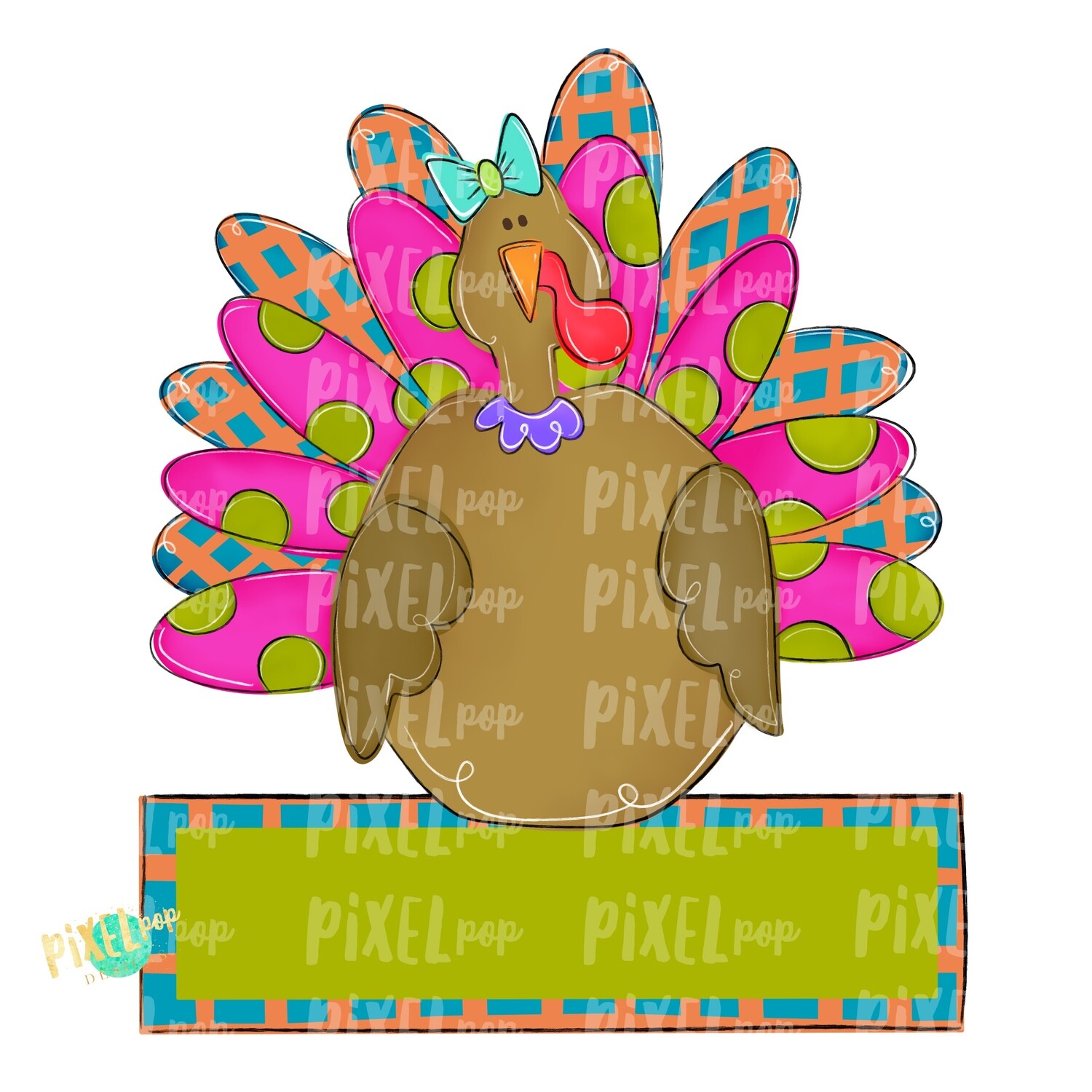 Large Girl Turkey with Word Plate PNG | Turkey Sublimation | Painted Digital Art | Sublimation Art | Thanksgiving | Digital Download | Art