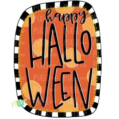 Happy Halloween Dots and Stripes PNG | Halloween Sublimation | Digital Art | Owl | Printable Art | Digital Download | Printable | Art