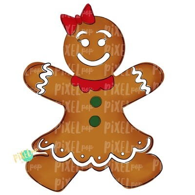 Gingerbread Girl Large PNG | Christmas Sublimation | Christmas Cookie PNG Design | Christmas Clipart | Digital Download | Printable Artwork