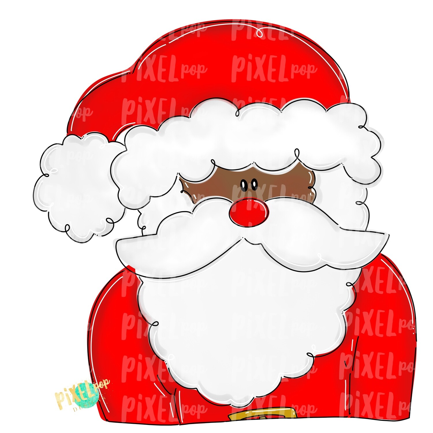 Whimsical Santa Claus Dark Skin PNG | Christmas Sublimation Design | Santa | Santa Art | Christmas | Digital Download | Printable Artwork