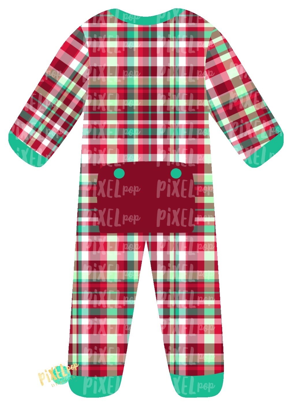 Christmas Plaid Bum Flap Pajama Ornament PNG Christmas Pajama PNG