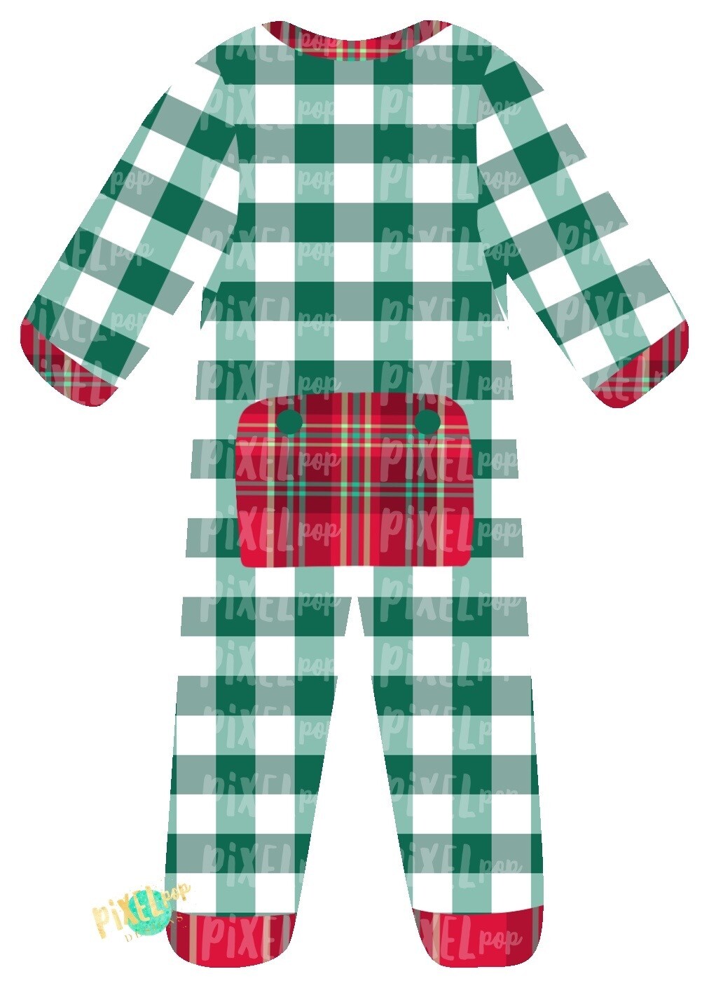 Green Plaid  Bum Flap Pajama Ornament PNG | Christmas Pajama PNG | Christmas Pajamas Sublimation | Christmas | Christmas Clipart