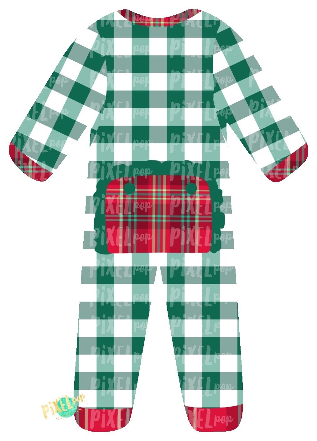 Green Plaid RUFFLED Bum Flap Pajama Ornament PNG | Christmas Pajama PNG | Christmas Pajamas Sublimation | Christmas | Christmas Clipart