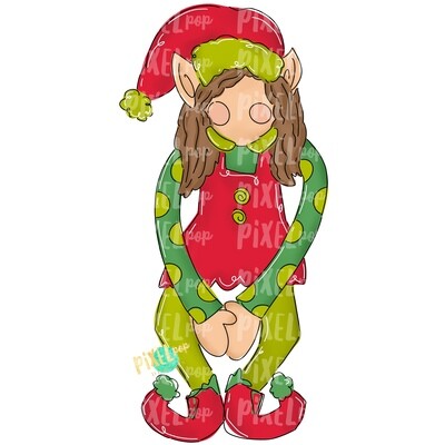 Bendy Elf Girl Brown PNG | Elf Clipart Design | Christmas Design | Sublimation PNG | Christmas | Digital Download | Printable Artwork | Art
