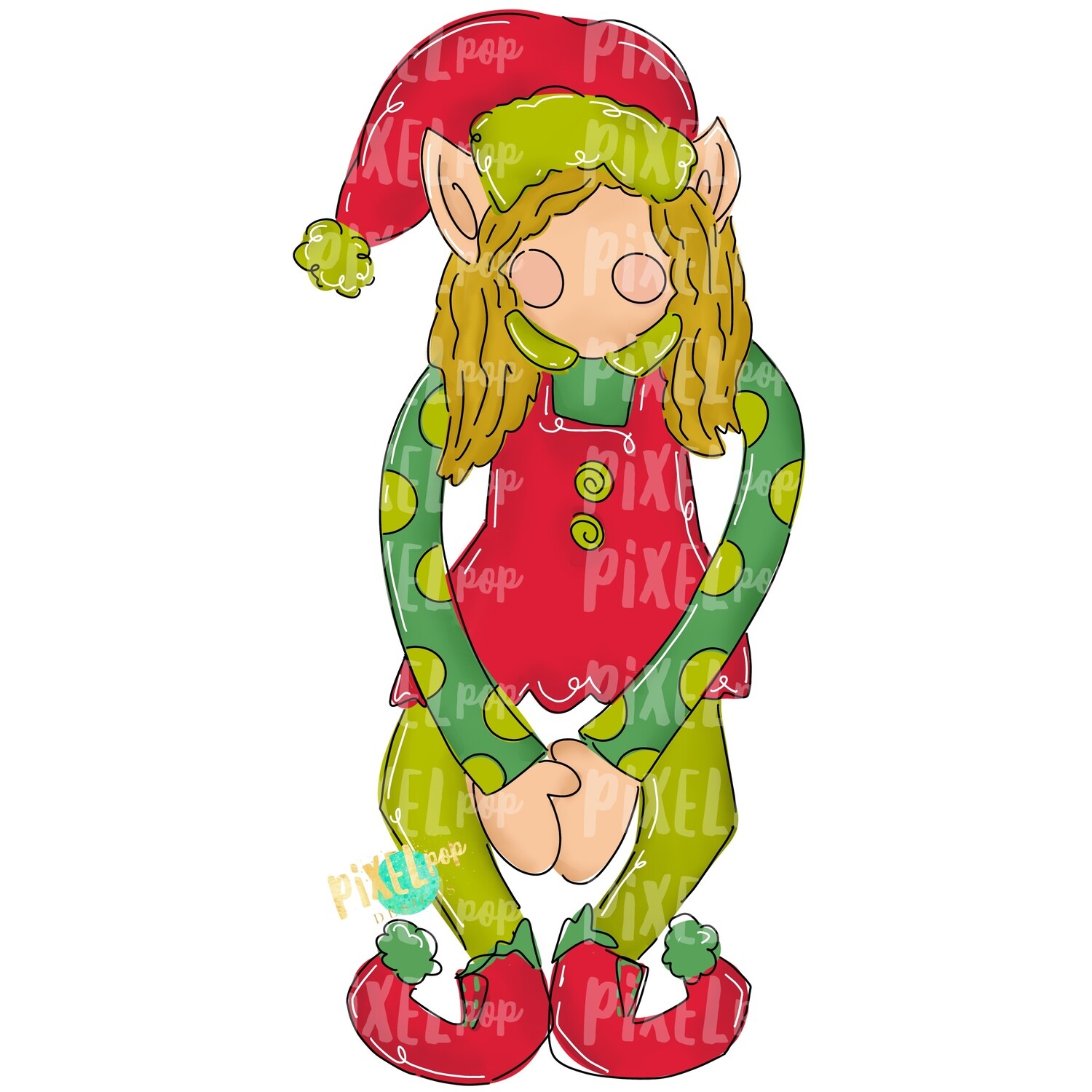 Bendy Elf Girl Blonde PNG | Elf Clipart Design | Christmas Design | Sublimation PNG | Christmas | Digital Download | Printable Artwork | Art