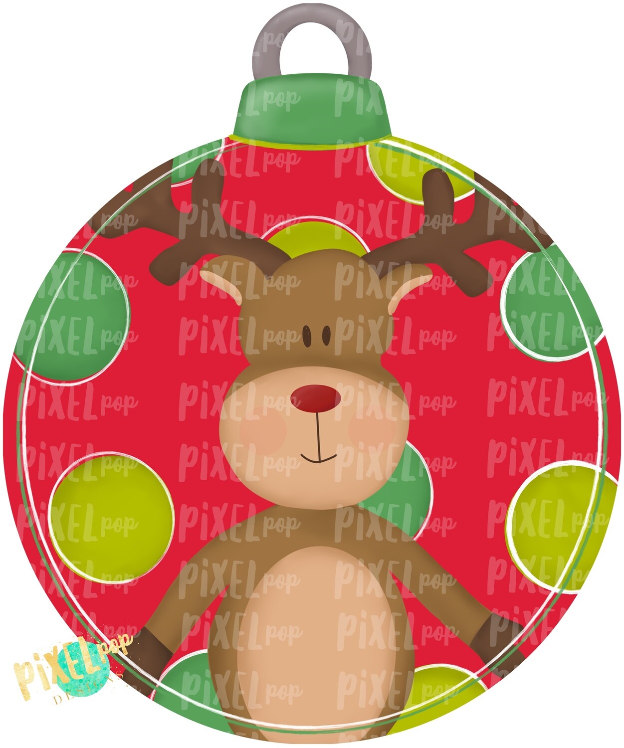 Reindeer Round Ornament Blank PNG | Christmas Design | Christmas Ornament | Hand Painted Design | Winter Art | Digital Download | Printable