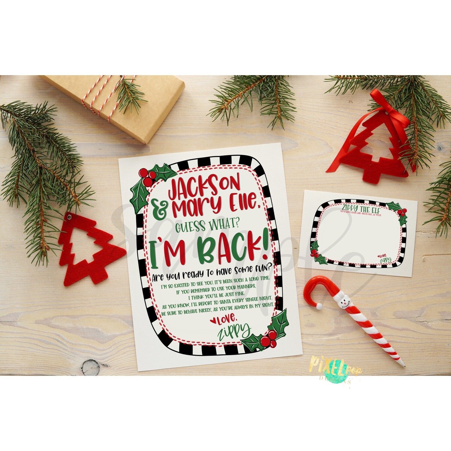 Custom ELF Printables - Your Elf is Back Letter and Personalized Note Cards