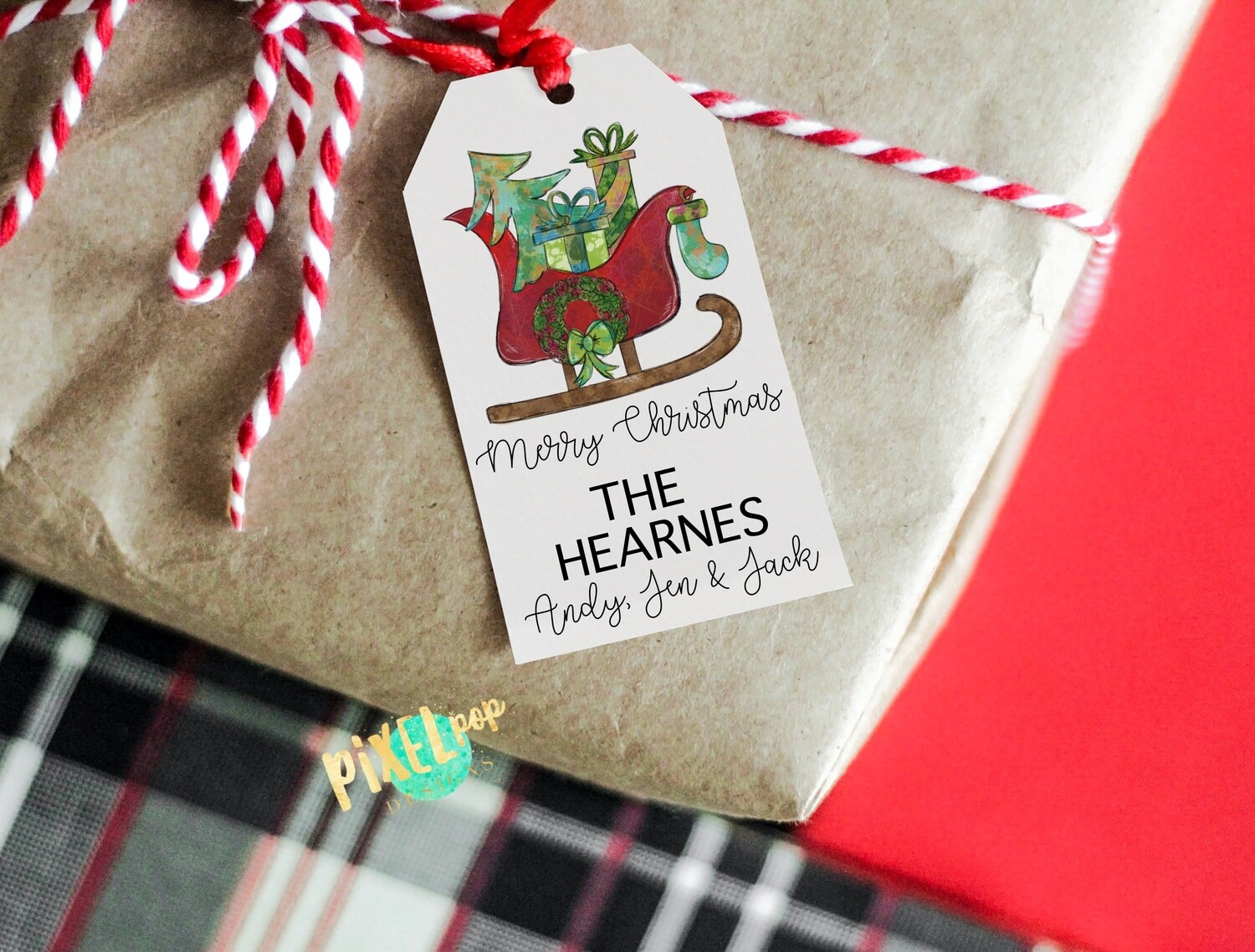 Custom DIY Printable Gift Tags - Santa's Sleigh