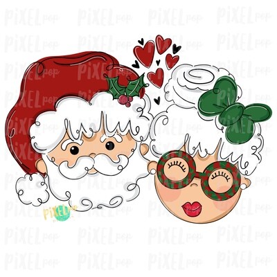 Santa and Mrs. Claus Hearts PNG | Christmas Art | Sublimation | Santa | Santa Clip Art | Christmas | Digital Download | Printable Artwork