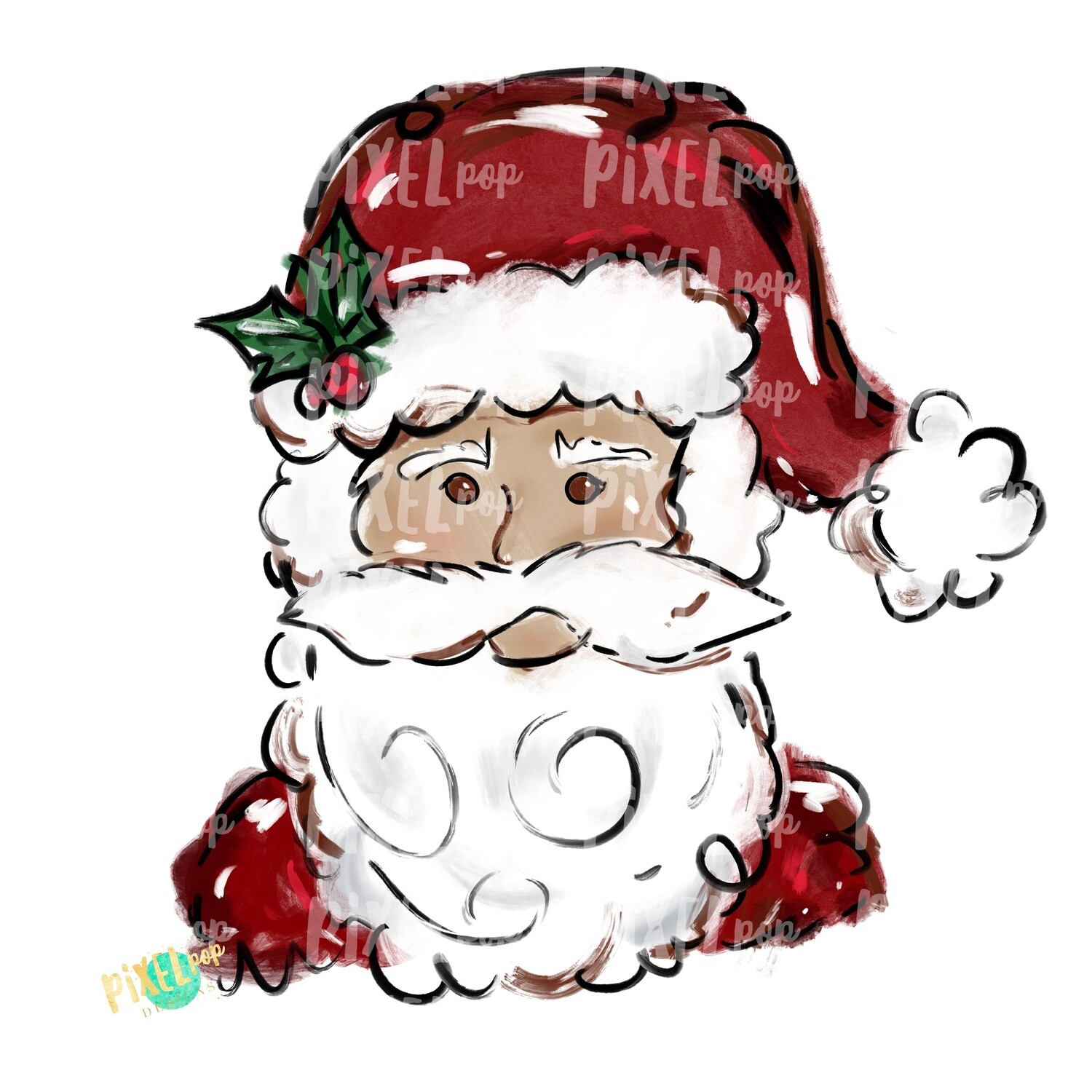 Texture Painted Santa Claus PNG | Santa PNG | Christmas Sublimation | Santa | Santa Art | Christmas | Digital Download | Printable Artwork