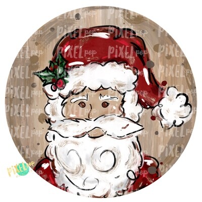 Texture Painted Santa Claus in Circle PNG | Christmas Sublimation | Santa | Santa Art | Christmas | Digital Download | Printable Artwork