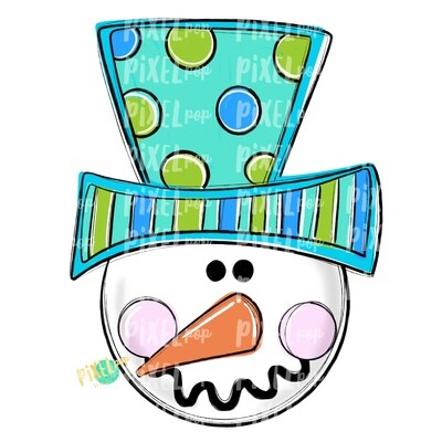 Snowman Head Aqua PNG | Sublimation Design | Snowman | Snowman Sublimation | Hand Drawn Art | Winter Art | Digital Download