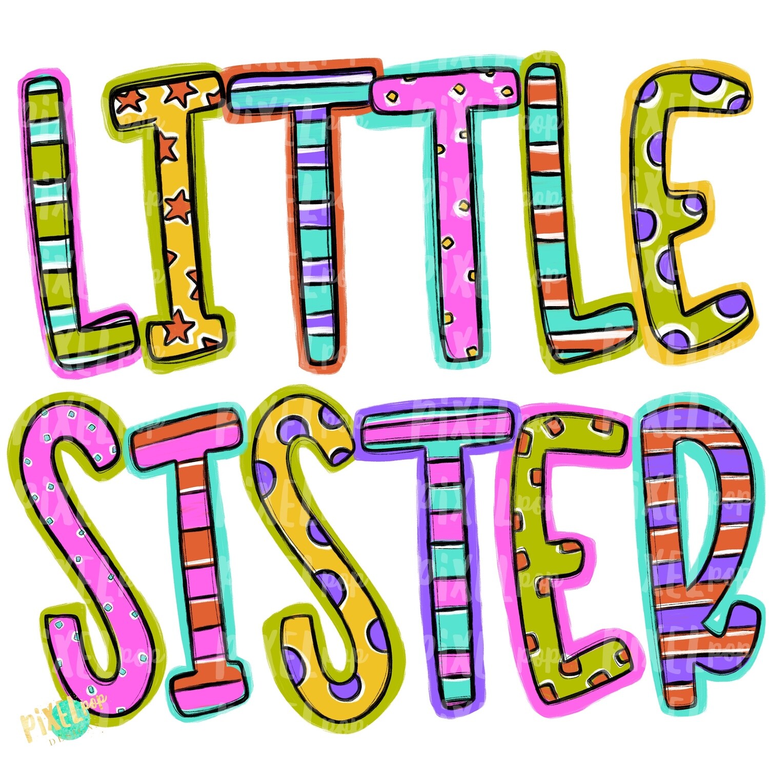 Little Sister Spring Colors PNG | Big Sister Art | Big Sister Sublimation | Big Sister Clip Art | Sisters | Sibling ClipArt | Sister ClipArt