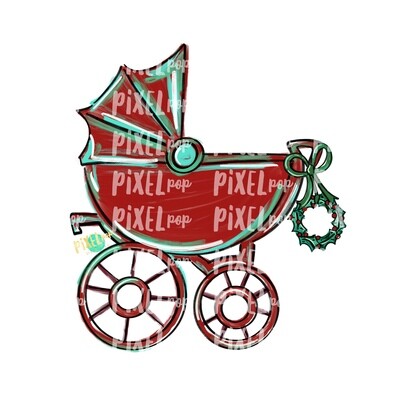 Christmas Baby Buggy PNG | Baby Clipart | New Baby Baby's First Christmas | Baby Shower | Pram | Baby Shower Art | Pram Art | Baby Buggy