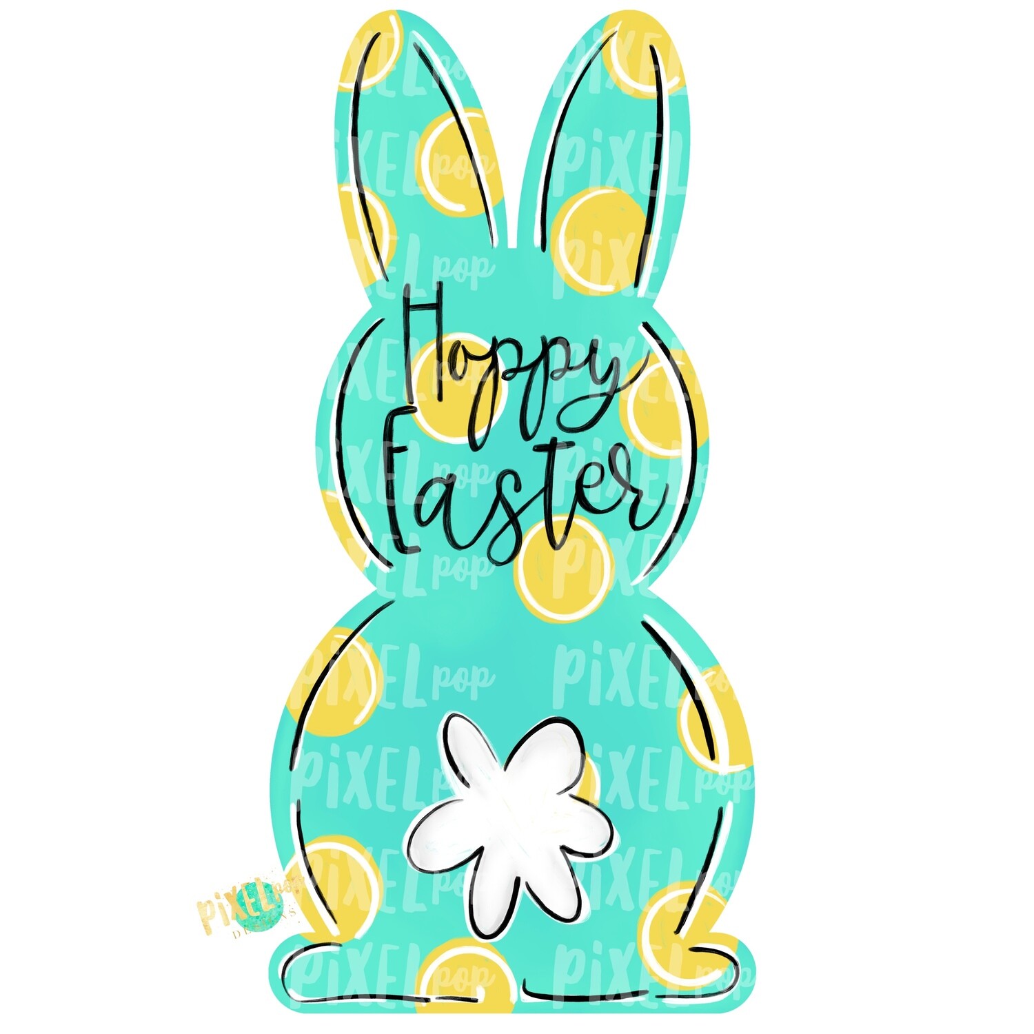 Bunny Back Aqua Hoppy Easter PNG | Bunny | Bunny PNG | Bunny Design | Bunny Tail Easter | Rabbit | Rabbit Tail| Easter Design | Easter PNG