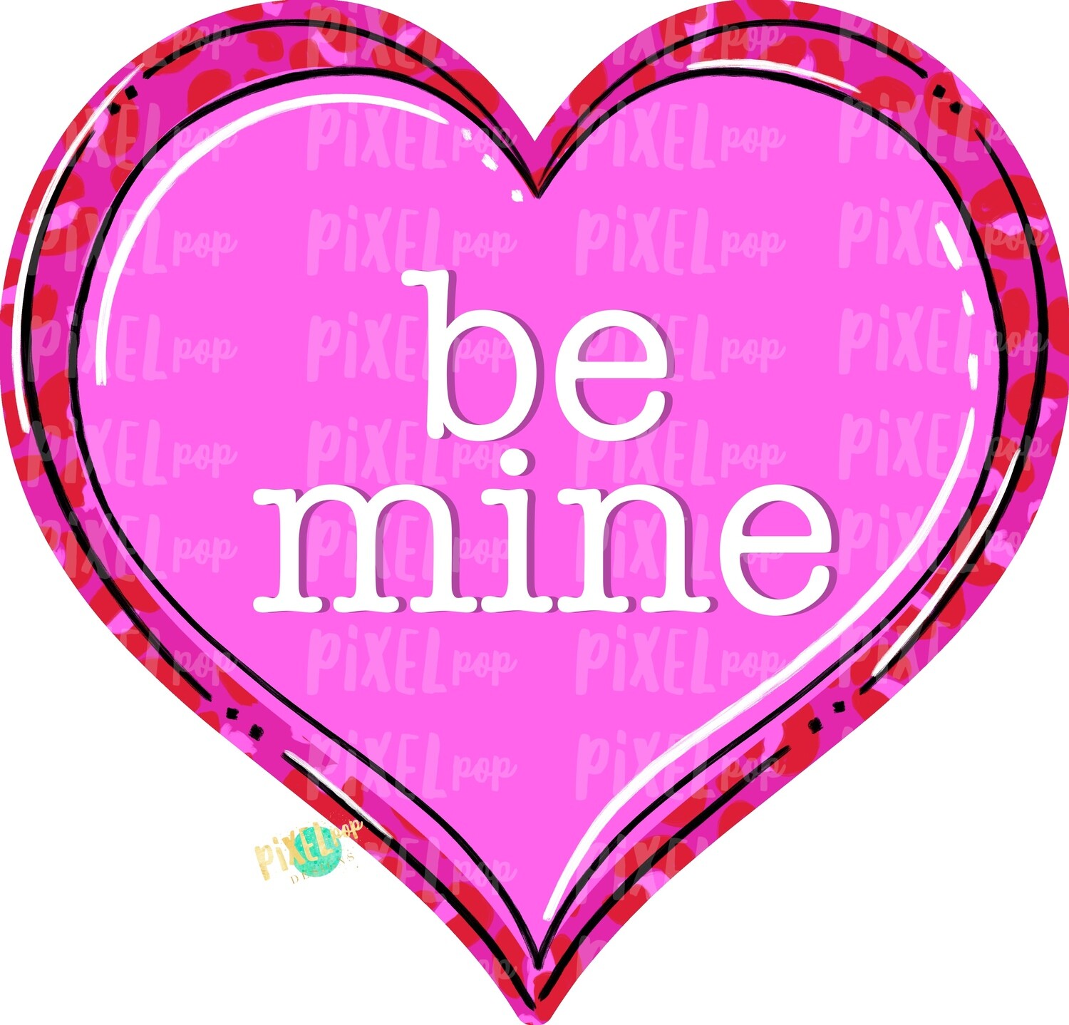 Be Mine Leopard Print Heart PNG | Valentine&#39;s Day | Leopard Print Hearts | Love | Valentine | Hand Painted | Digital Design | Printable Art
