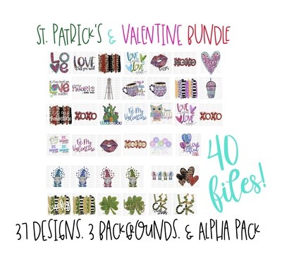 2019/2020 St. Patrick's + Valentine Favorites Bundle (40 PNG Files + Alpha Pack)
